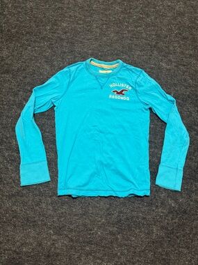 Hollister Bright Turquoise Crew Neck Long Sleeve